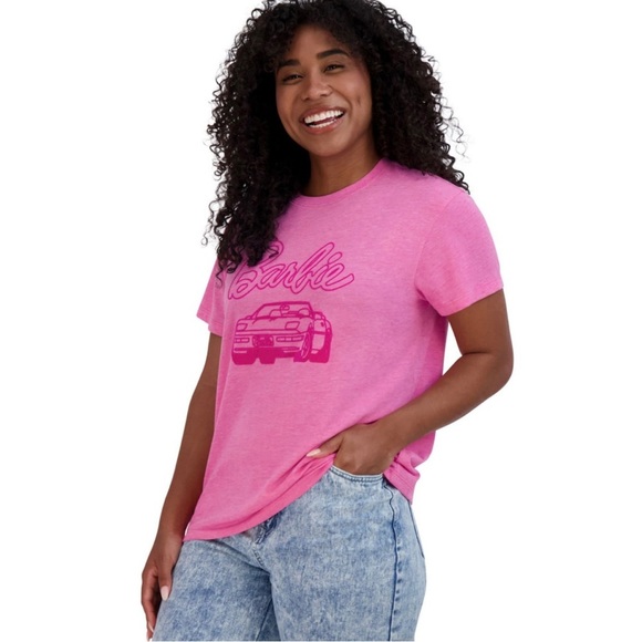 Barbie hot pink graphic t-shirt with corvette plus size xxl - Picture 2 of 10